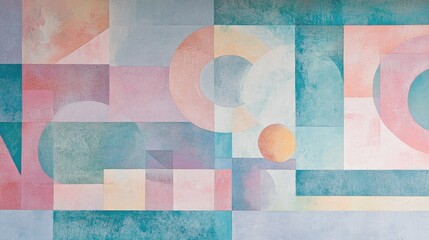 Poster - Abstract Geometric Design with Soft Colors and Shapes