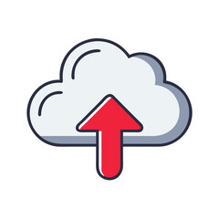 Poster - Cloud upload icon with arrow in colorful design  