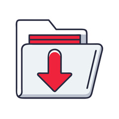 Poster - Download icon with folder and arrow illustration  