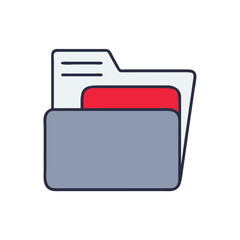 Poster - Folder icon with documents in flat style  