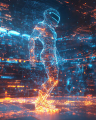 Poster - Extreme athletes showcase skills in a holographic sports arena of the future