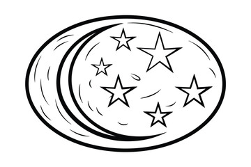 Poster - Crescent Moon, Stars, Night Sky, Oval, Celestial, Design, Art, Graphic, Simple, Illustration