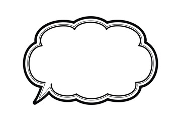 Poster - A simple, empty, black outline speech bubble. Cloudlike shape with a double border. Perfect for adding text, dialogue, or thoughts in comics or designs.