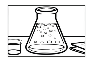 Poster - Erlenmeyer Flask, Bubbles, Science Experiment, Lab Equipment, Chemistry, Reaction, Beakers, Solution