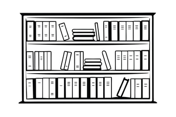 Poster - Organized Bookshelf with Multiple Books, Neat Rows, and Files