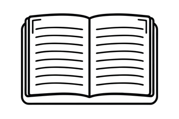 Poster - Opened Book Black And White Simple Outline Illustration Education And Knowledge Symbol Literary Work Publication
