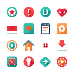Poster - Flat Design Icon Set: Essential UI and UX Elements