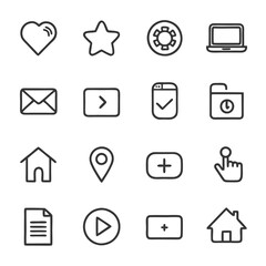 Poster - Hand-drawn line icon set for user interface design