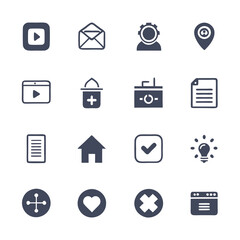 Poster - Simple Website Icons Set Dark Blue Style Isolated