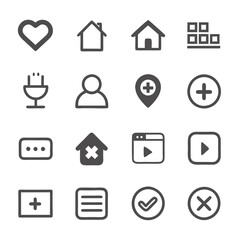 Poster - Set of simple icons related to social media