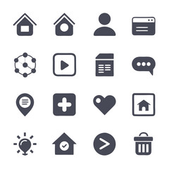 Poster - Collection of diverse user interface icons on white backdrop