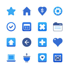 Poster - Blue UI Icons Set, Web Elements Design