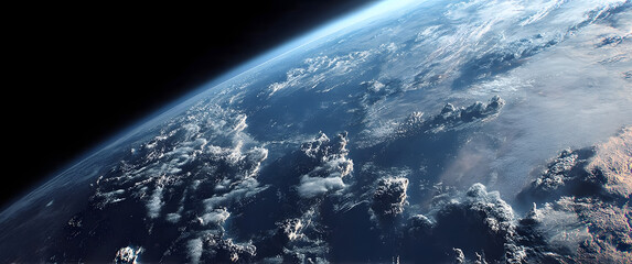 Wall Mural - cinematic shot of planet earth globe clouds and space background.