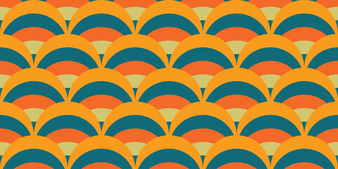 Fototapete - Abstract geometric pattern, seamless abstract circle pattern background with retro colors
