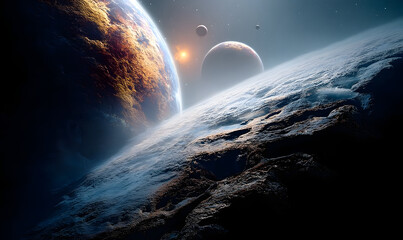 Wall Mural - Abstract planets and space background