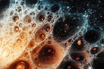 Poster - Colorful cosmic abstraction featuring swirling patterns and swirling shapes in space