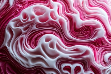 Poster - Swirling pink and white abstract patterns created by fluid motion and light