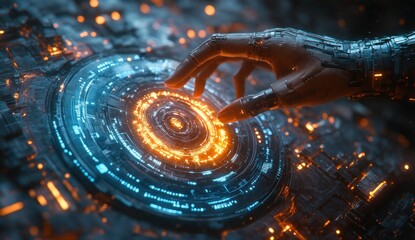 Futuristic Digital Interface Cybernetic Art Upgrade Software Technology Business Concept