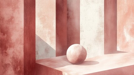 Poster - Abstract composition featuring a spherical object in a minimalist setting with soft textures