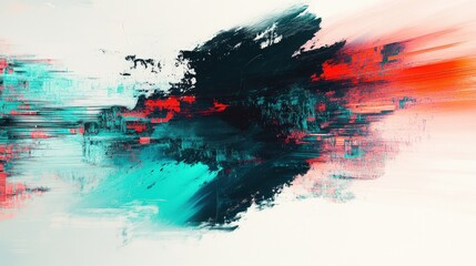 Poster - A vibrant abstract painting featuring dynamic brush strokes in red, blue, and black, creating a sense of movement and energy.