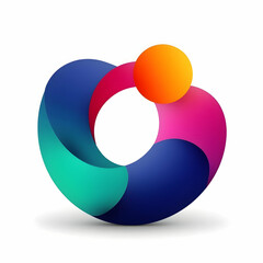 Poster - Vibrant Abstract Heart Shape: Colorful Intertwined Design Element