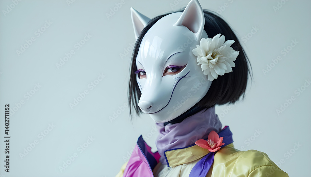 ファンタジーストーリー(時の流れが淀む淵に、未来と過去の幻影をまとう、ミステリアスな仮面の女性) の Stock フォト | Adobe Stock