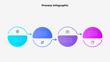 Fototapete - Colorful circular infographic with four steps and icons, representing a workflow or process concept for business or data visualization