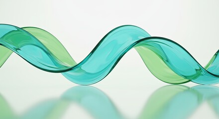 Poster - A green and blue wave is reflected in a mirror