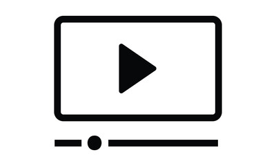 Poster - Video player or web player simple icon, Movie, cinema, entertainment. Video player, app, web, streaming vector icon. vector illustration.