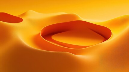 Poster - Abstract orange landscape with smooth curves and soft shadows, evoking warmth and tranquility