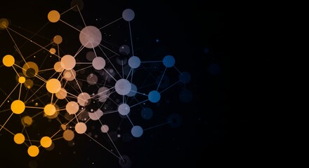 Poster - A black and orange background with many dots