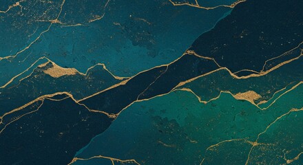 Aufkleber - A blue and gold marble wall with a gold border