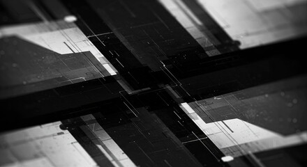 Aufkleber - A black and white image of a cross with a lot of lines and dots