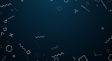 Poster - A black background with many different shapes and lines