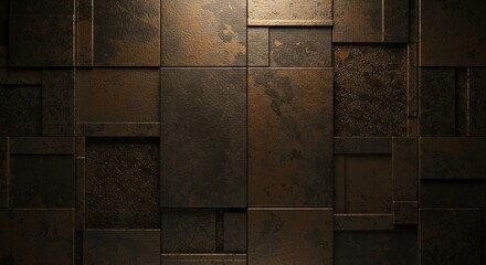 Poster - A wall made of metal and wood with a lot of texture