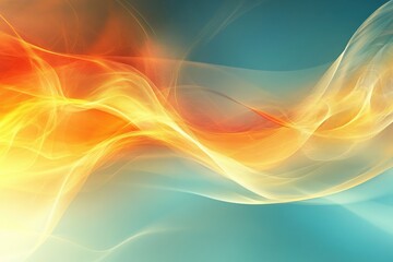 Poster - Vibrant waves of orange and blue hues creating a dynamic abstract background design