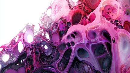 Poster - Abstract colorful fluid art showcasing vibrant pink and purple patterns with organic shapes