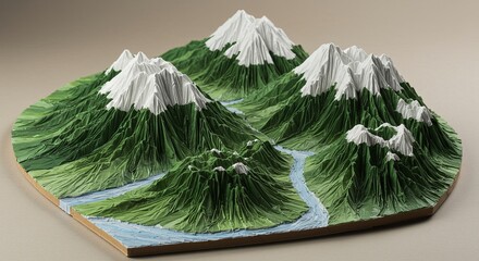 Poster - A mountain range with a river running through it