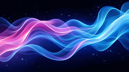 Poster - Celestial Waveforms: Abstract Pink and Blue Energy Flow