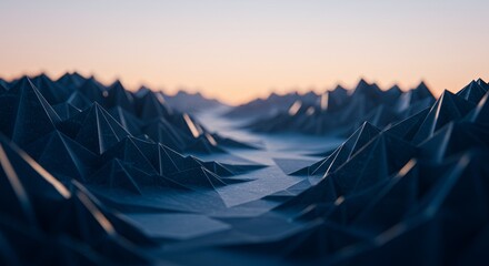 Poster - A mountain range with a long, narrow valley in between