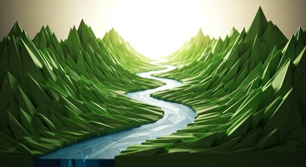 Poster - A mountain range with a river running through it