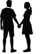 © SrDesgin  - Silhouette of two individuals standing close together, holding hands, symbolizing connection and companionship
