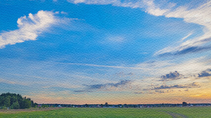 Wall Mural - beautiful blue sky with a few clouds and a tree in the foreground