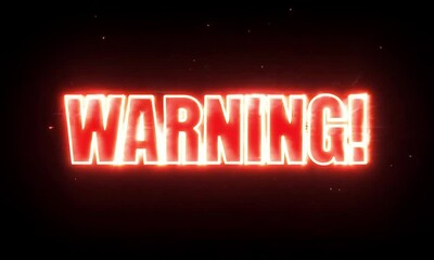 Poster - Attention Grabbing Warning Text Illuminated with Bold Glowing Red Effects made with Generative AI technology