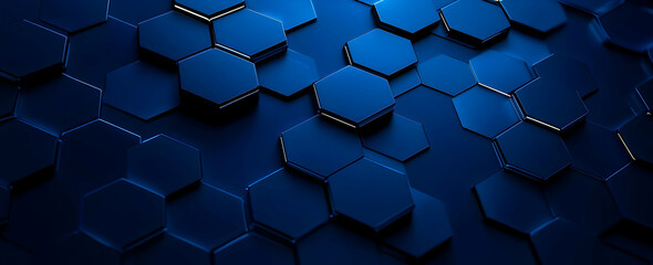 Poster - Blue background with a hexagonal pattern