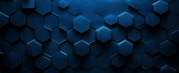 Poster - Blue background with a hexagonal pattern