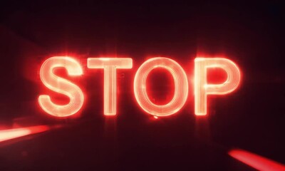 Poster - Zoomed In Bold STOP Text with Intense Glowing Red Visual Design made with Generative AI technology