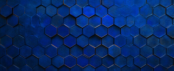 Poster - Blue abstract background with hexagonal shapes