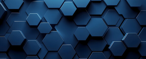 Poster - Blue background with dark blue hexagons
