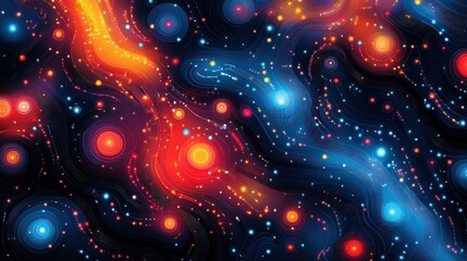 Poster - Abstract cosmic background with colorful swirling patterns and glowing stars in deep space